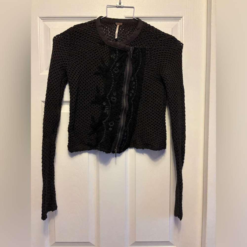 Free people Black Cardigan With Zipper